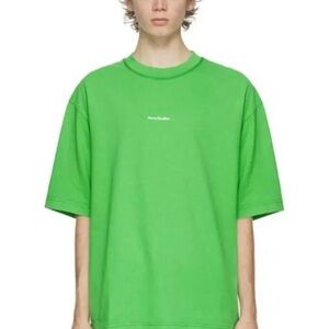 Acne Green Short Sleeve Tee Classic Crew Neck